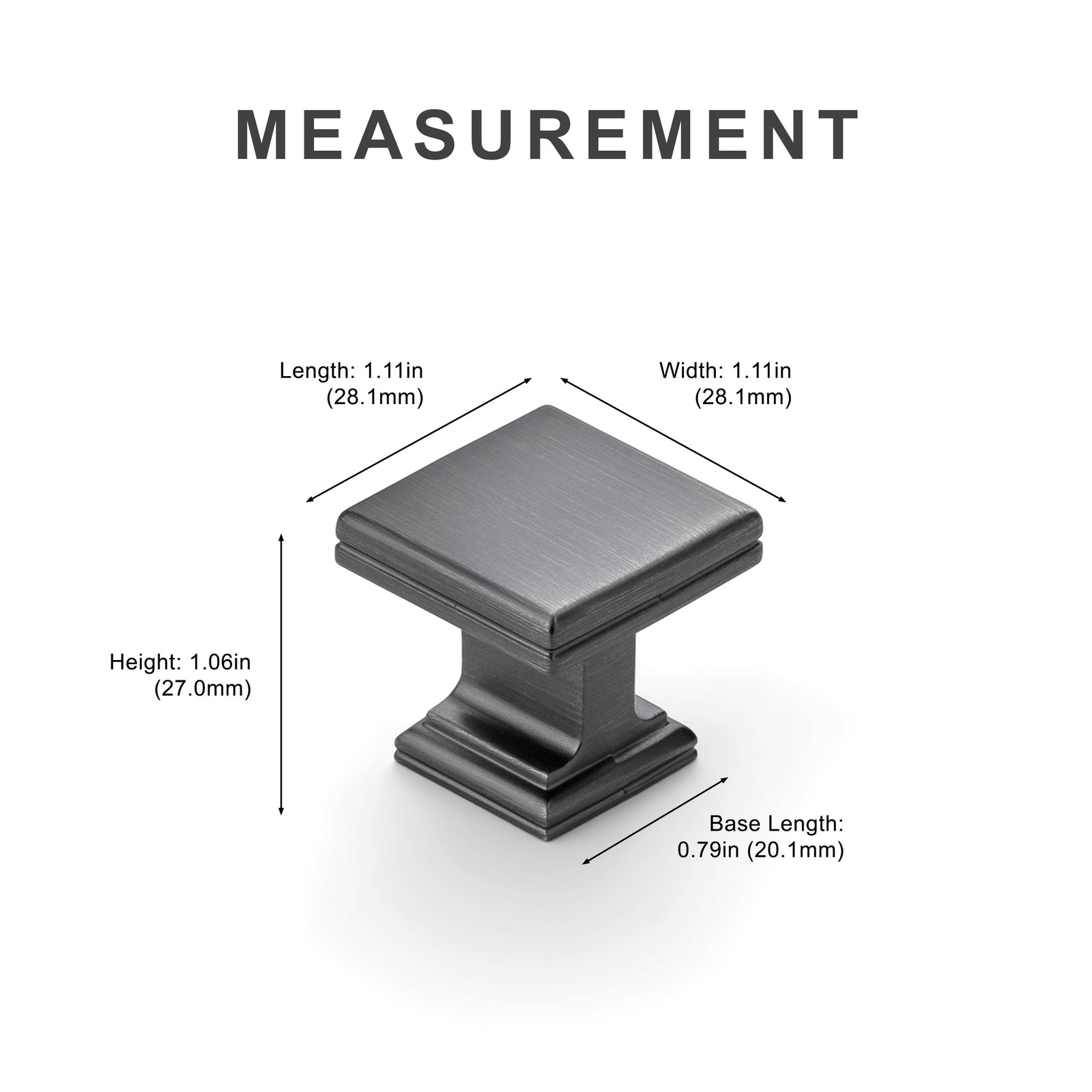 Measurement diagram for black nickel cabinet pull