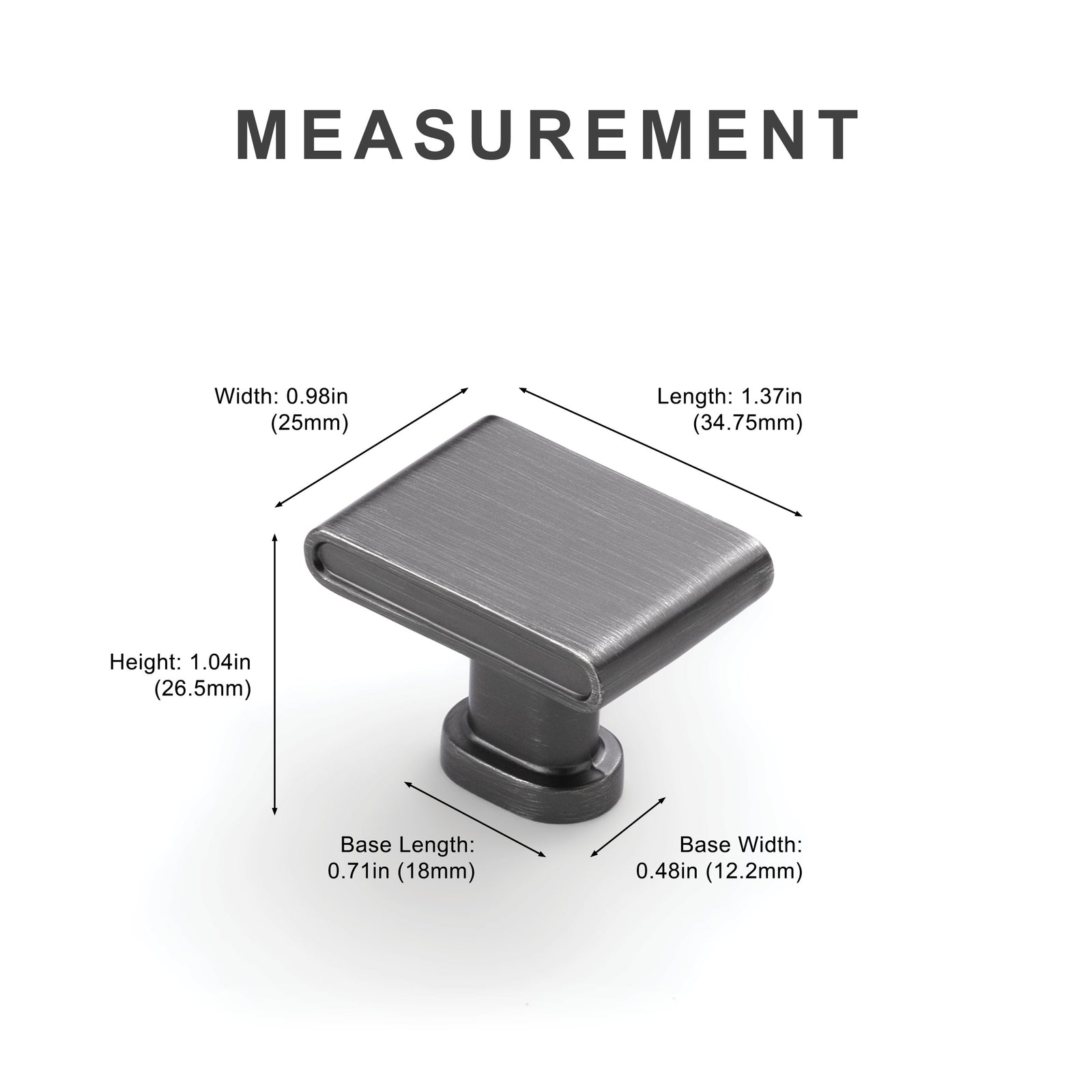 Measurement diagram for black nickel cabinet pull