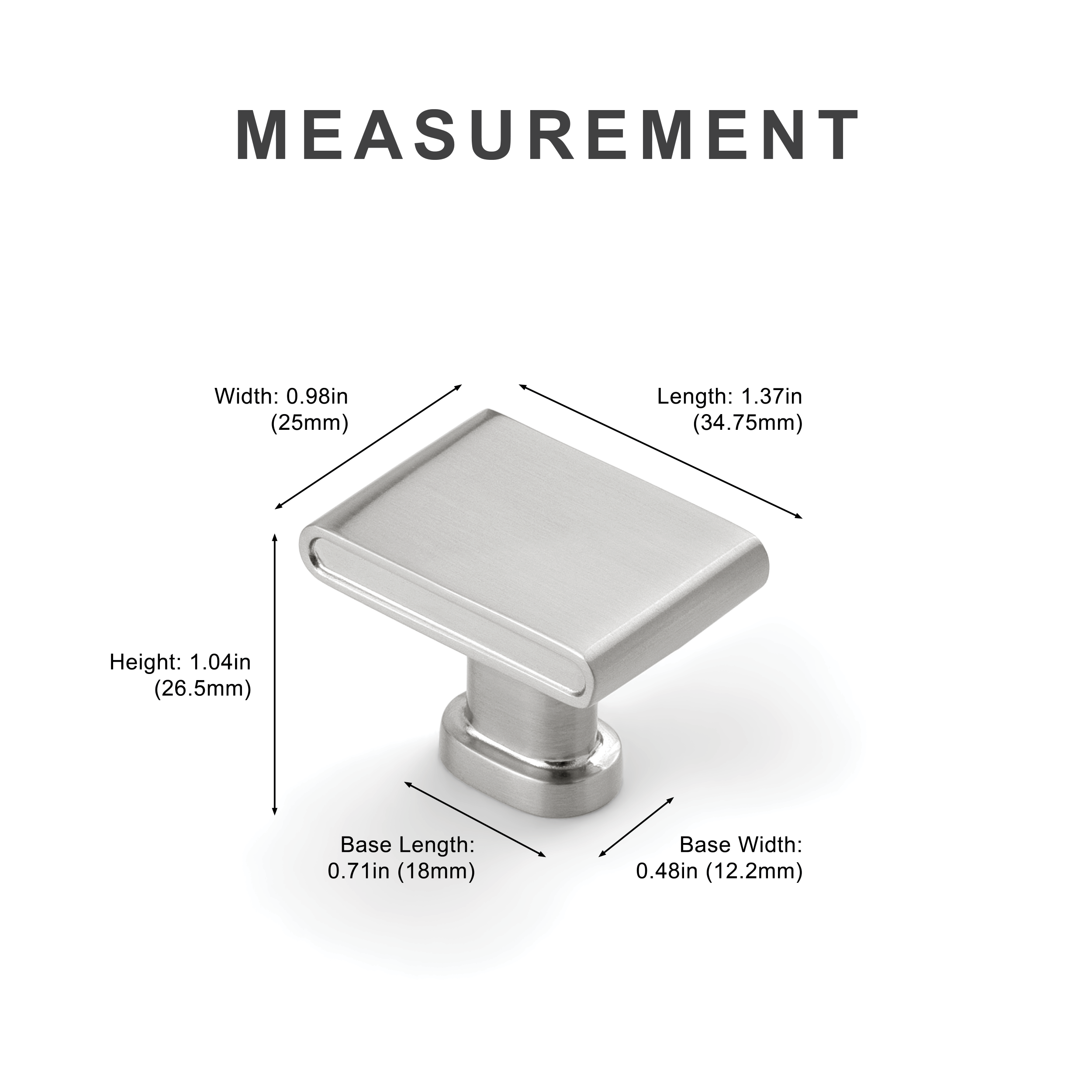 New Pillar Round Base Square Top Knobs