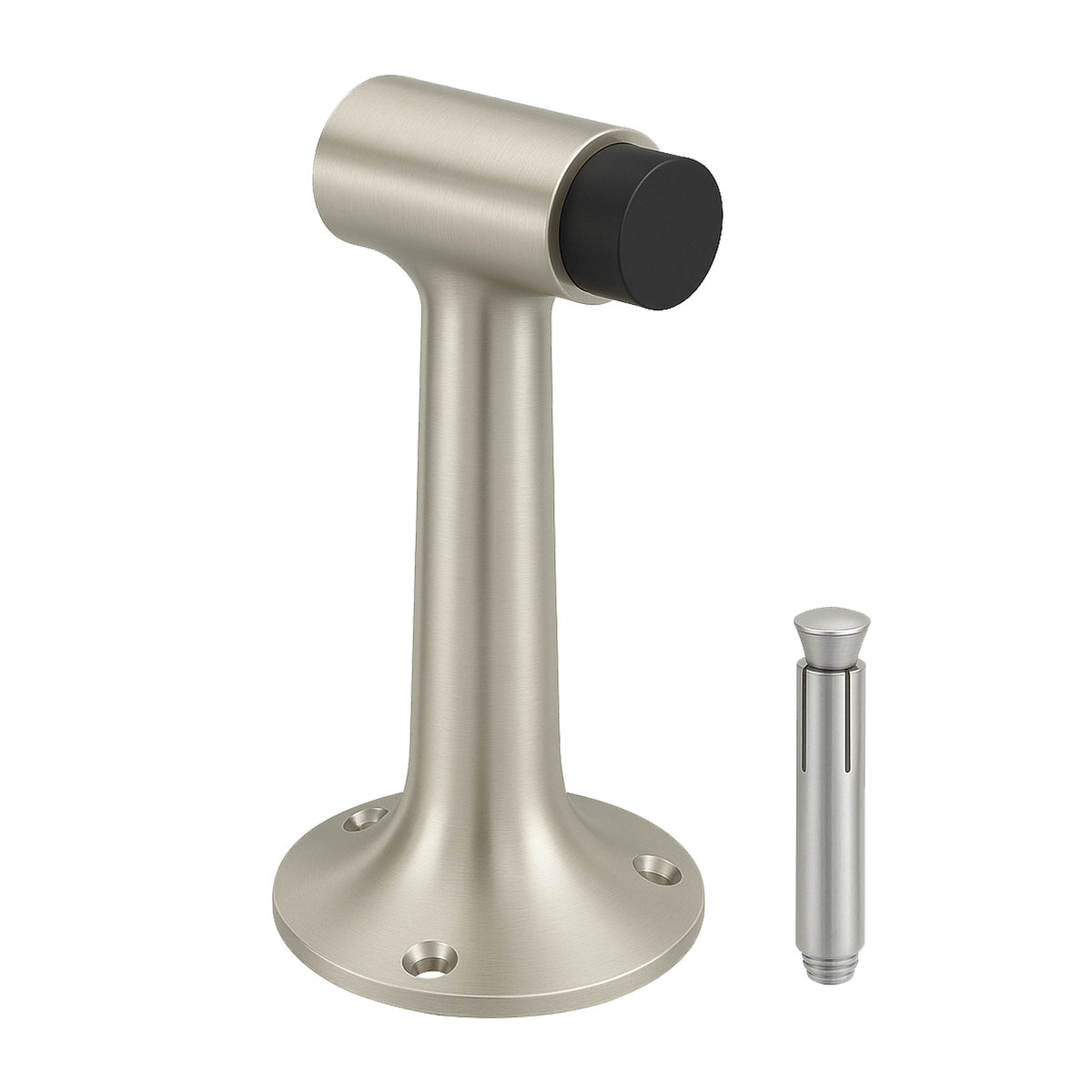 Heavy Duty 6″ Floor-Mount Door Stop – Solid Brass, Commercial Grade (Satin Nickel) Finsbury Hardware Commercial Hardware