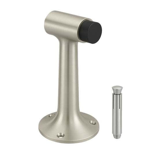 Heavy Duty 6″ Floor-Mount Door Stop – Solid Brass, Commercial Grade (Satin Nickel) Finsbury Hardware Commercial Hardware