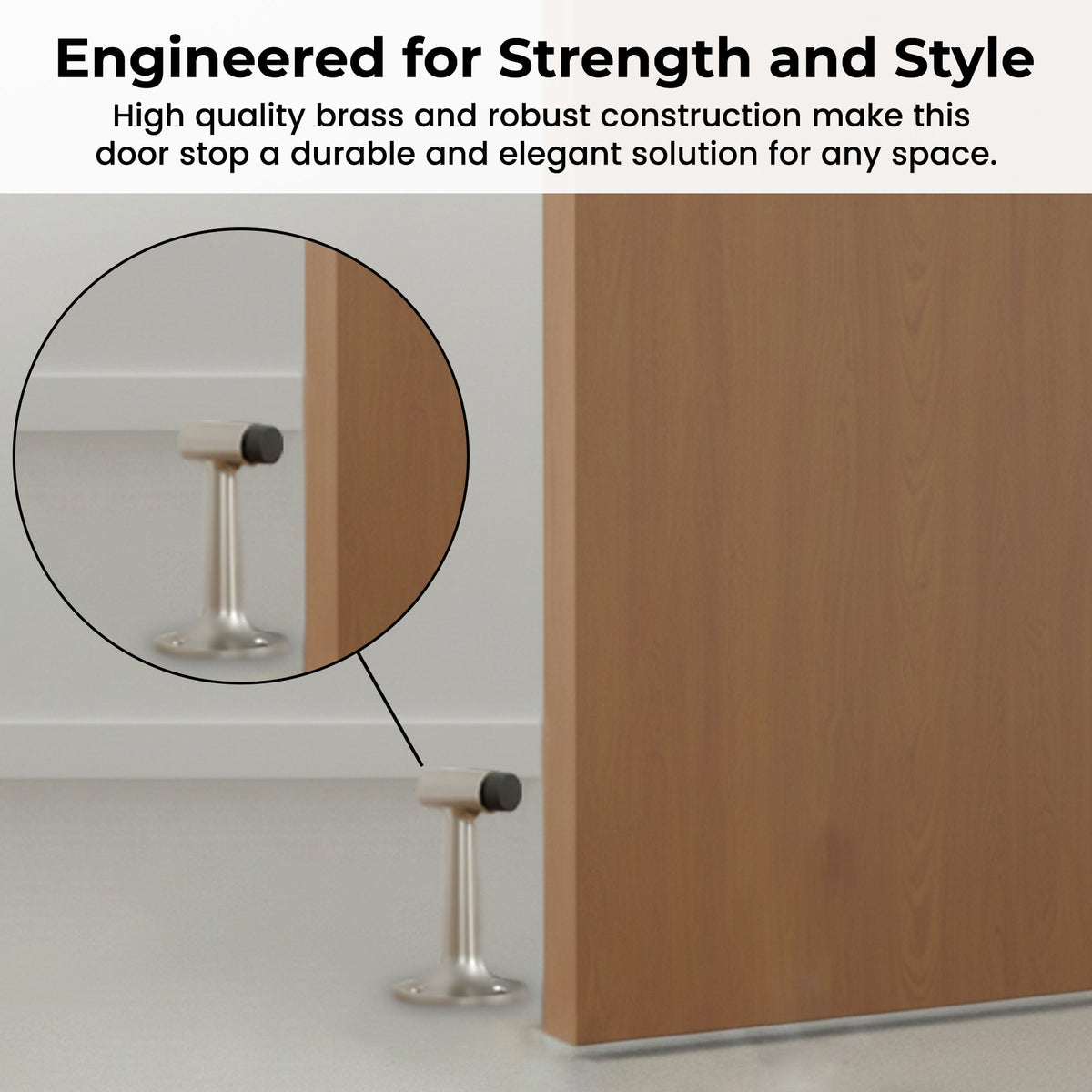 Heavy Duty 6″ Floor-Mount Door Stop – Solid Brass, Commercial Grade (Satin Nickel) Finsbury Hardware Commercial Hardware