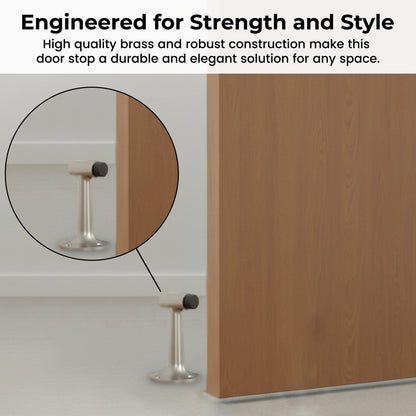 Heavy Duty 6″ Floor-Mount Door Stop – Solid Brass, Commercial Grade (Satin Nickel) Finsbury Hardware Commercial Hardware