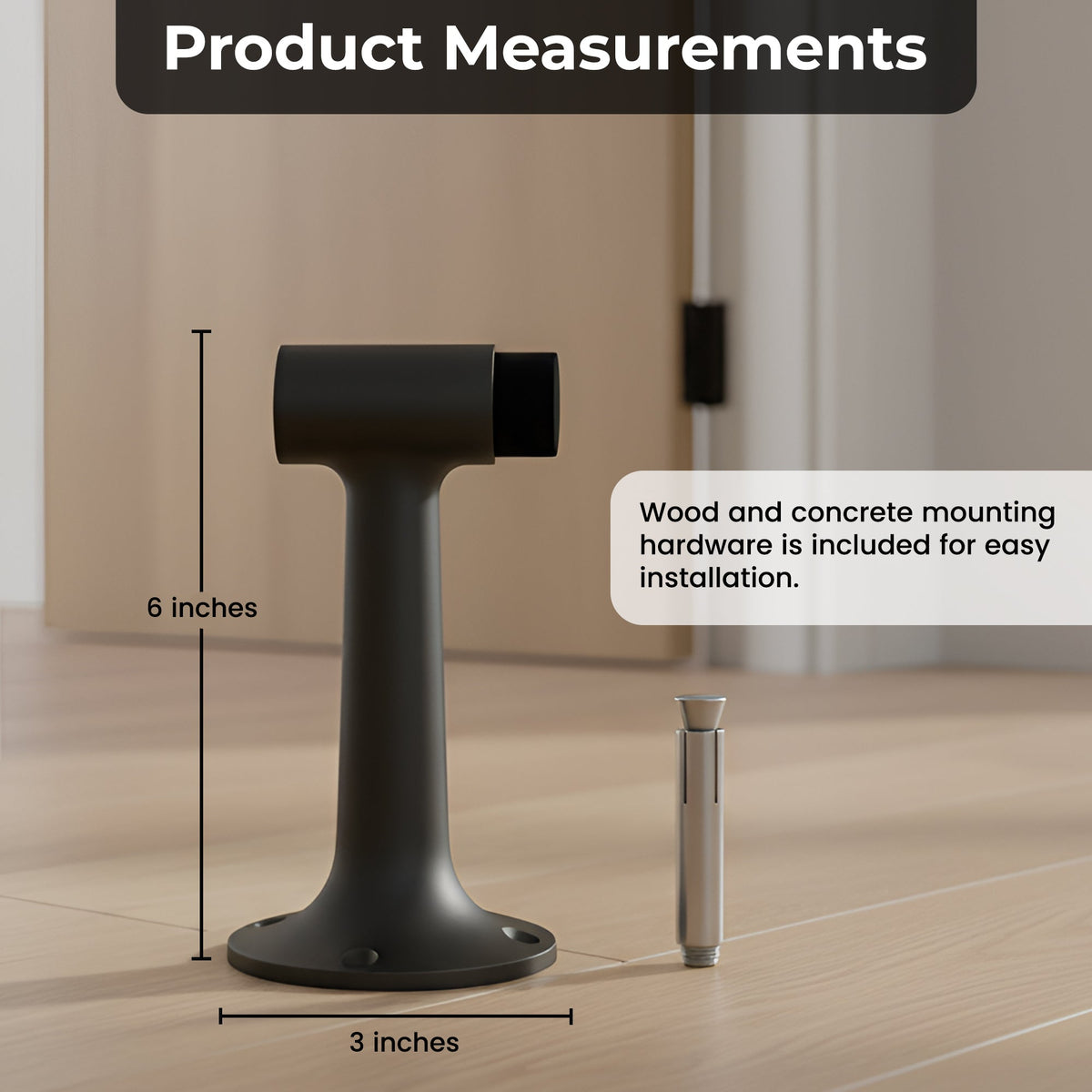 Heavy Duty 6″ Floor-Mount Door Stop – Solid Brass, Commercial Grade (Matte Black) Finsbury Hardware Commercial Hardware