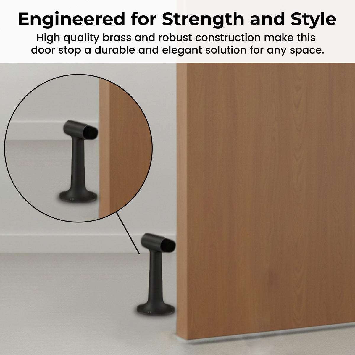 Heavy Duty 6″ Floor-Mount Door Stop – Solid Brass, Commercial Grade (Matte Black) Finsbury Hardware Commercial Hardware