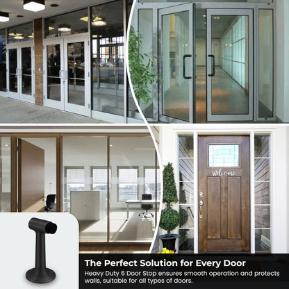 Heavy Duty 6″ Floor-Mount Door Stop – Solid Brass, Commercial Grade (Matte Black) Finsbury Hardware Commercial Hardware